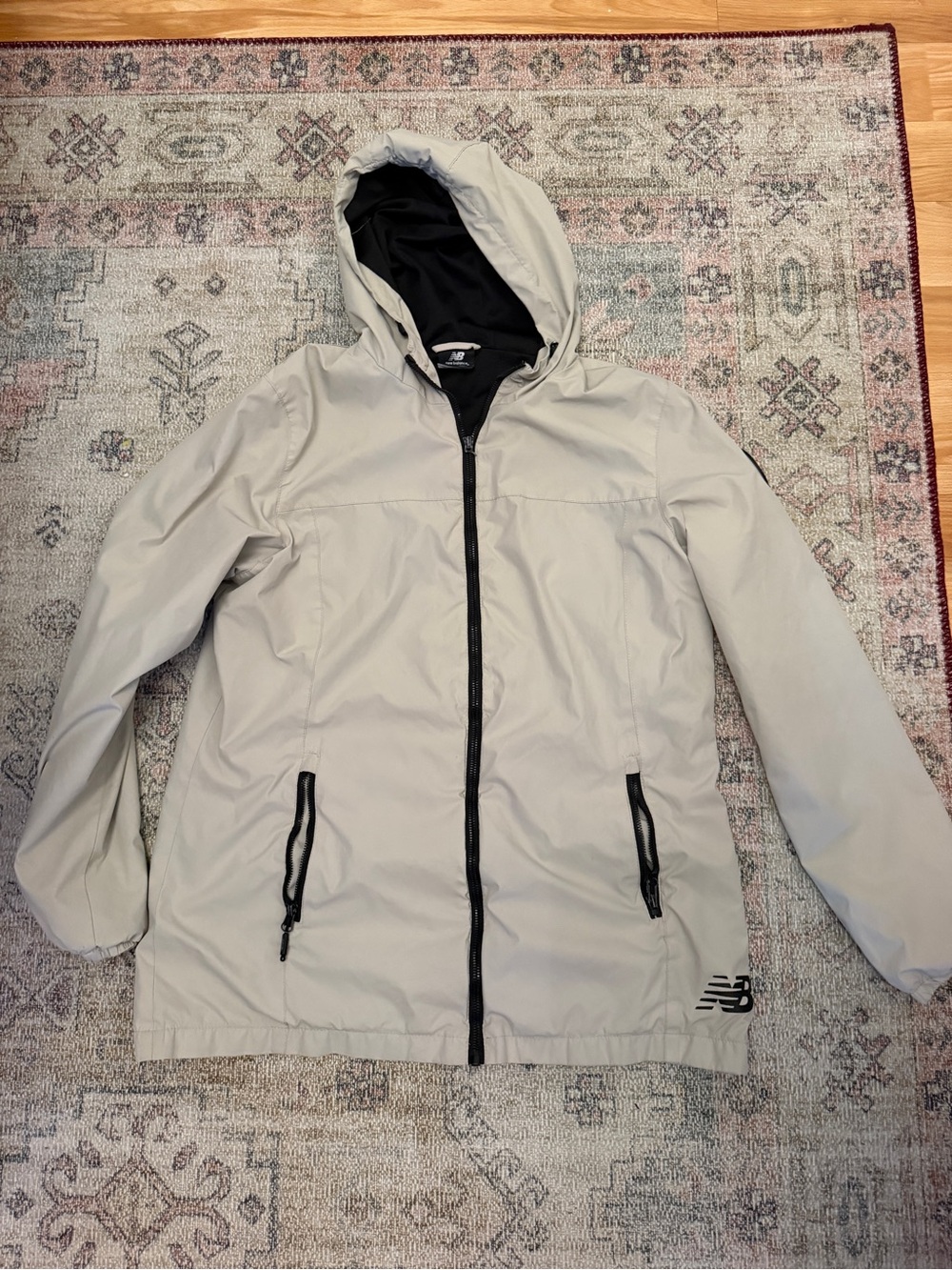 New Balance Women's Light Gray Hooded Utility Jacket with Black Trim